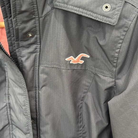 Hollister All Weather Jacket Pink Fleece Lined Charcoal Gray, Juniors Medium - Picture 6 of 11